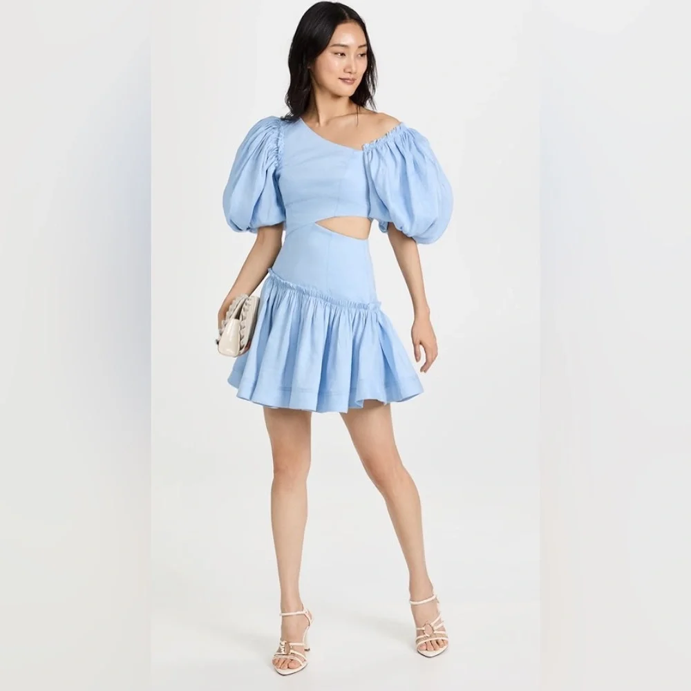 Aje Chateau Cut Out Mini Dress Sky Blue - Picture 2 of 9